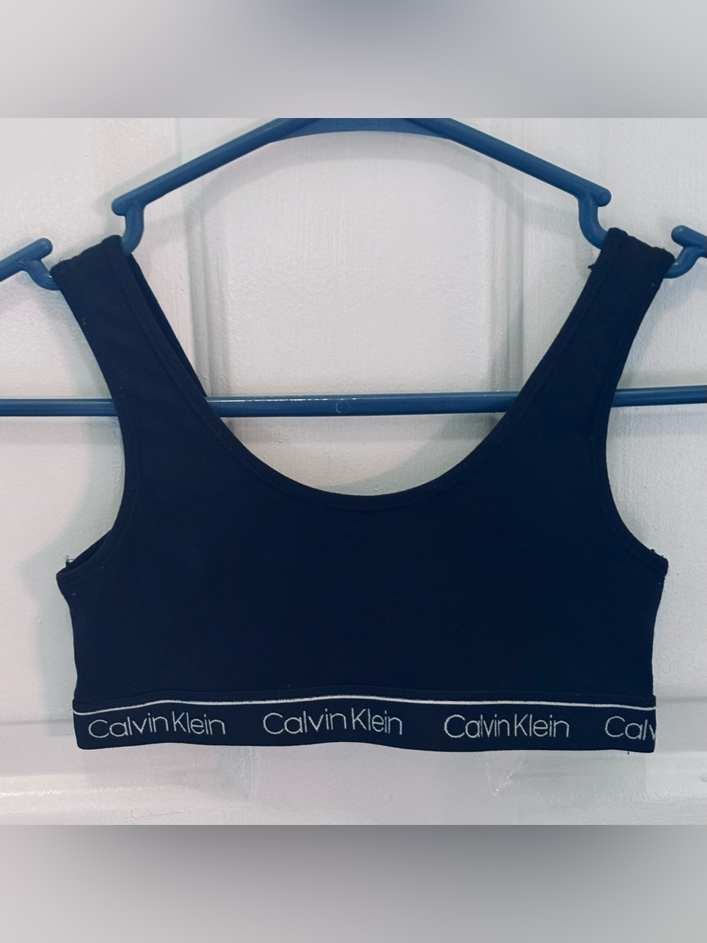 Calvin Klein - Girl’s Black Scoop Neck Logo Band Bralette - M (7/8) - Picture 2 of 5